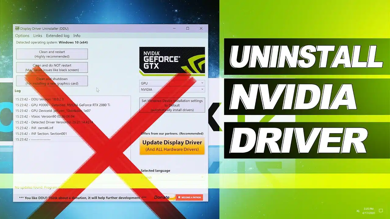 Uninstall Nvidia drivers Windows 32-bit/64-bit